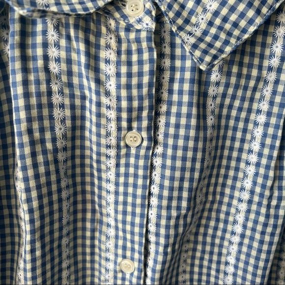 NWT Max studio women's embroided top,button down, gingham print,white, boho - Picture 4 of 14